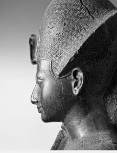 Statue of the ancient Egyptian Pharaoh Ramesses II, shown wearing the Khepresh crown.